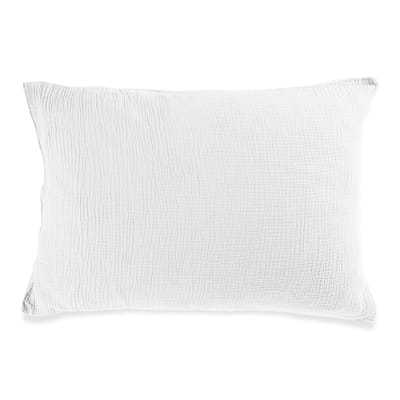 Taie d'oreiller 50 x 70 cm tissu blanc / Gaze de coton bio (aspect gaufré) - Au Printemps Paris