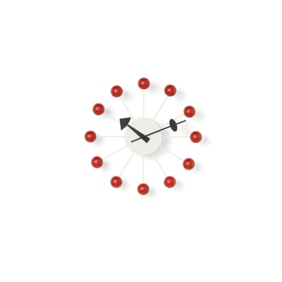 Horloge murale Ball Clock bois rouge / By George Nelson, 1948-1960 / Ø 33 cm - Vitra