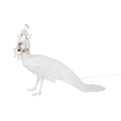 Lampe à poser Peacock plastique blanc / Résine - Lampe en forme de paon / L 100 x H 69 cm - Seletti