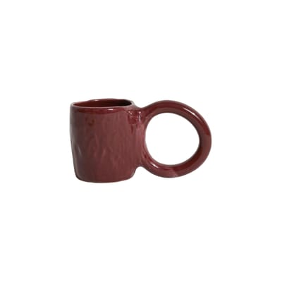petite friture - tasse à café donut en céramique, faïence émaillée couleur rouge 17 x 17.54 9 cm designer pia chevalier made in design