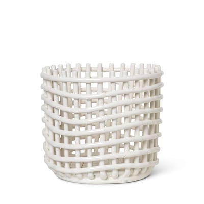 ferm living - corbeille ceramic en céramique couleur blanc 30 x 21 cm designer trine andersen made in design
