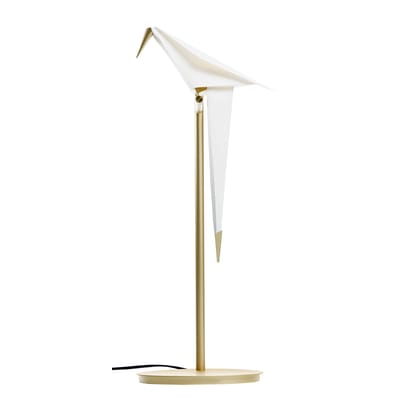 Lampe à poser Perch Light LED plastique blanc or métal / Oiseau mobile - H 61 cm - Moooi