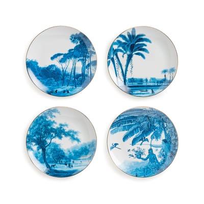 & klevering - assiette à dessert landscape en céramique, porcelaine couleur bleu 20.8 x 2.5 cm made in design