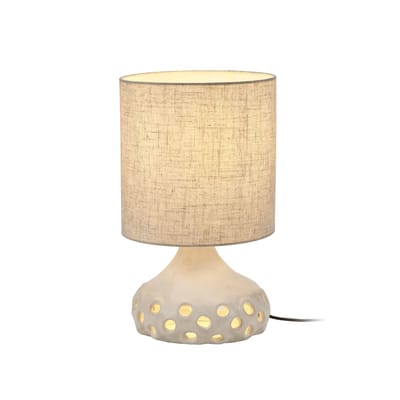 Lampe de table Oya 01 tissu céramique beige / Grès & tissu - Ø 25 x H 42 cm - Serax