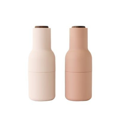 audo copenhagen - ensemble moulins sel & poivre bottle en plastique, plastique finition soft touch couleur rose 7.5 x 20.7 cm designer norm architects made in design