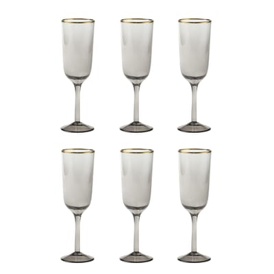 bitossi home - flûte à champagne vaisselle en verre, verre soufflé couleur gris 39.15 x 19.5 cm made in design