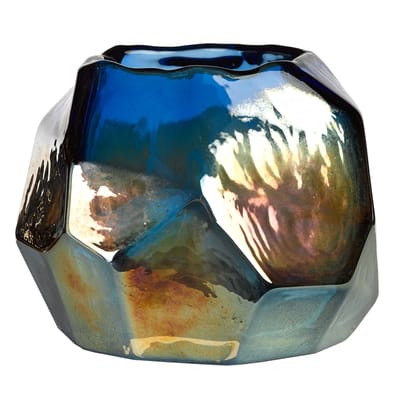 Photophore Graphic luster verre bleu / Verre - H 10 cm - Pols Potten