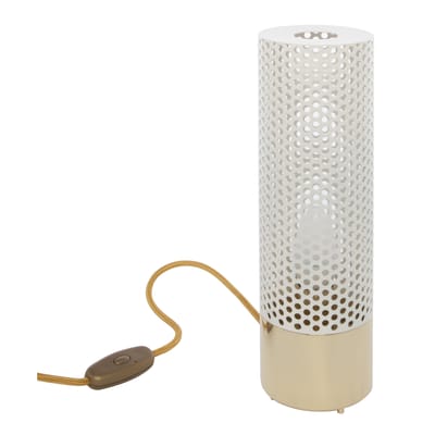 Lampe de table Sabine blanc or métal / Laiton - H 33 cm - Maison Sarah Lavoine