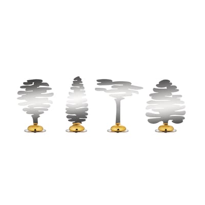 Marque-place Barkplace Tree métal argent / Set de 4 sapins en acier - H 4 cm - Alessi