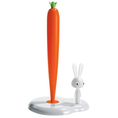 Porte-rouleau essuie-tout Bunny and carrot plastique blanc - Alessi