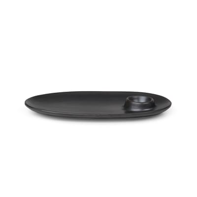 Assiette Flow céramique noir / Avec coquetier intégré - 23 x 14 cm - Ferm Living