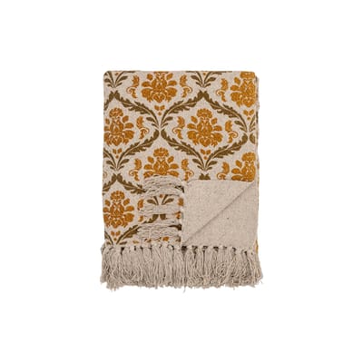 bloomingville - plaid plaids en tissu, coton recyclé couleur jaune 160 x 130 2 cm made in design