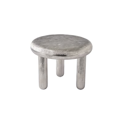 Table basse Thick Disk gris argent métal / Ø 60 x H 46 cm - Aluminium nervuré - Pols Potten