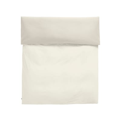 Housse de couette 240 x 220 cm Duo tissu blanc beige / Coton Oeko-tex - Hay