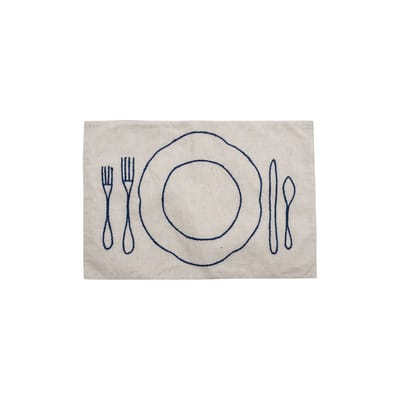 Set de table Fonni tissu bleu / 48 x 33 cm - Brodé - Bloomingville