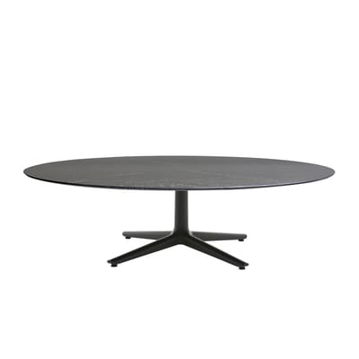 Table basse Multiplo indoor/outdoor - céramique pierre noir / Grès effet marbre / Ø 118 cm - Kartell