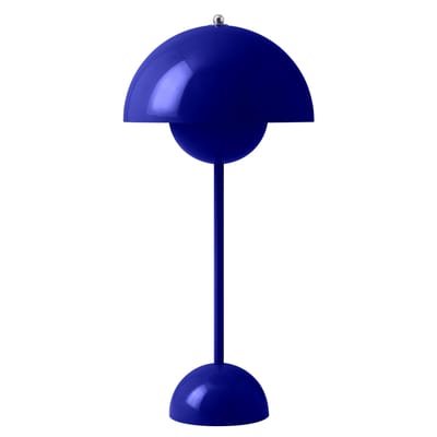 Lampe de table Flowerpot VP3 métal bleu / H 50 cm - By Verner Panton, 1968 - &tradition