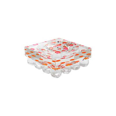 Centre de table Drops verre transparent / Cristal taillé à la main - 23 x 23 x H 10 cm - Fundamental