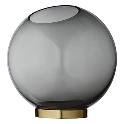 Vase Globe Large métal verre gris noir or / Ø 21 cm - AYTM