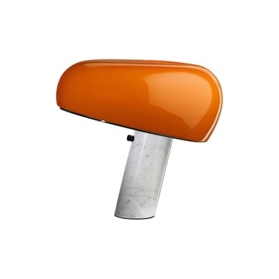 Produit : Flos - Lampe de table Snoopy - Orange - Marbre de Carrare - Designer Pier Giacomo Castiglioni