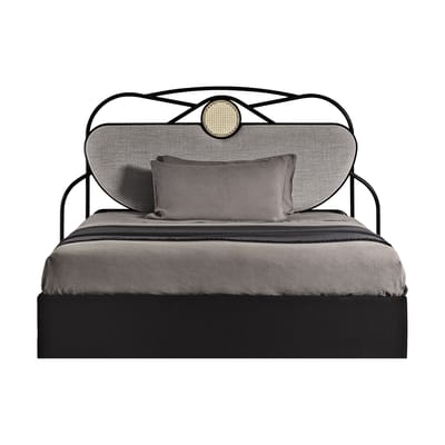 Tête de lit Yvette fibre végétale bois gris noir beige / L 200 x H 121 cm - Rembourrée - Wiener GTV 