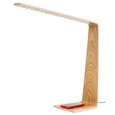 Lampe de table LED8 bois naturel / Station de charge sans fil à induction - Tunto