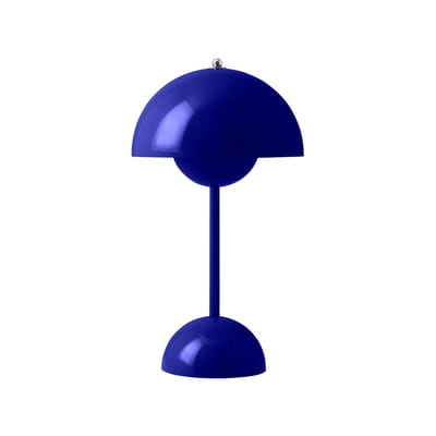 Lampe sans fil rechargeable Flowerpot VP9 plastique bleu / Ø 16 x H 29 cm - Verner Panton, 1968 - &t