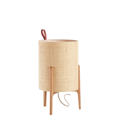 Lampe de table Greta tissu beige bois naturel / Ø 20 x H 33 cm - Carpyen