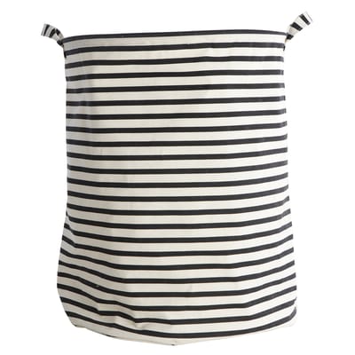 Panier à linge Stripes tissu blanc noir /Ø 40 x H 50 cm - House Doctor