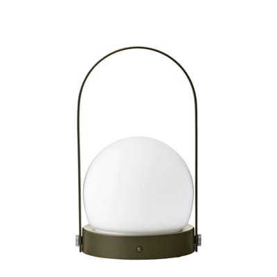 audo copenhagen - lampe sans fil rechargeable carrie en verre, verre opalin couleur vert 26.77 x 24.5 cm designer norm architects made in design
