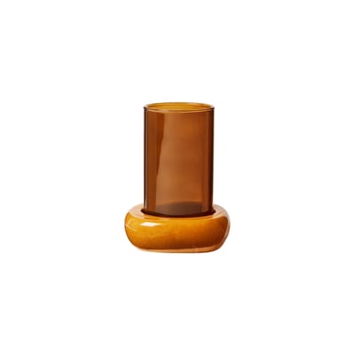 maison sarah lavoine - photophore bougeoirs en céramique, verre soufflé couleur orange 11 x 26 18 cm designer made in design