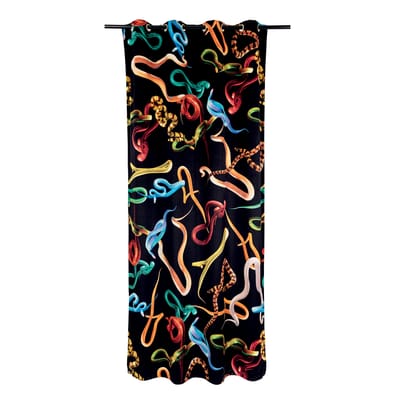 Rideau Toiletpaper - Snakes Black tissu noir / 140 x 280 cm - Seletti