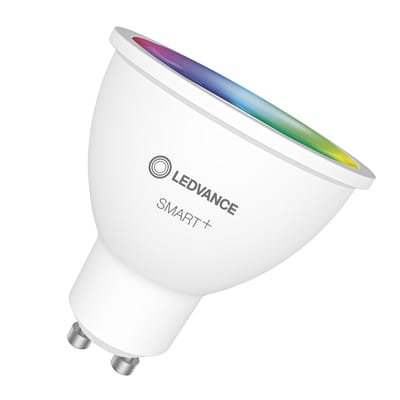 Ampoule LED GU10 Smart+ verre transparent / Spot 45° - Multicolore RGBW / 4,9W=50W - WiFi / Variable - Ledvance