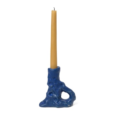 Bougeoir Dito céramique bleu / 6 x 11 x H 12 cm - Grès - Ferm Living
