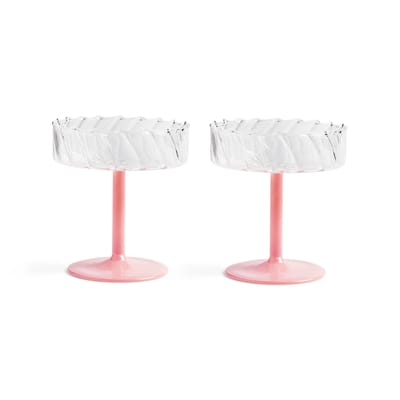 & klevering - coupe à champagne twirl en verre couleur rose 20.8 x 12 cm made in design
