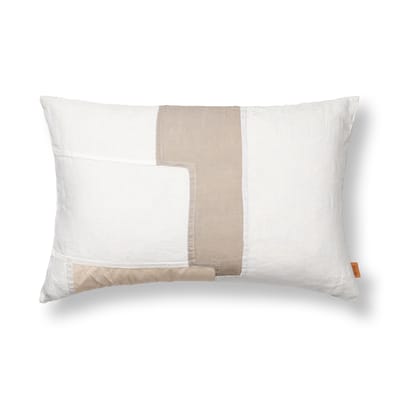 Coussin Part Rectangular tissu blanc beige / 60 x 40 cm - Patchwork lin & coton - Ferm Living