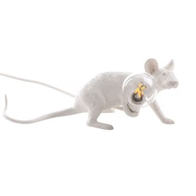 Lampe de table Mouse Lie Down #3/ Souris allongée plastique blanc - Seletti