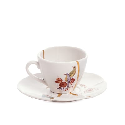 Tasse à café Kintsugi céramique blanc / Set tasse à café avec soucoupe - Seletti
