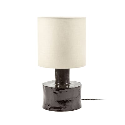 Lampe de table Catherine céramique noir / Grès & tissu - Ø 25 x H 47 cm - Serax