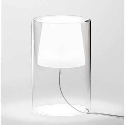 Lampe de table Join Smal verre blanc transparent / H 21 cm - Vibia