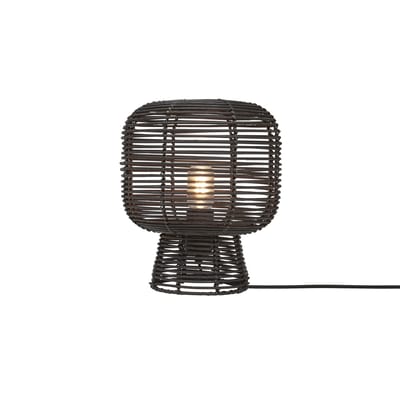 good&mojo - lampe de table tanami en bois, rotin couleur noir 27 x 30 cm made in design