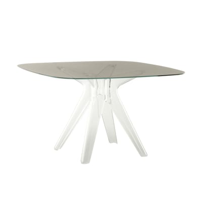 Table carrée Sir Gio verre gris transparent / 120 x 120 cm - Kartell