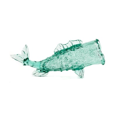 Pot Fish Long verre vert / Verre recyclé - fait main / L 48 x H 20 cm - Pols Potten