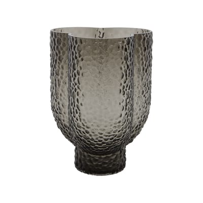Vase Arura Trio verre gris / 18,5 x 16,2 x H 25 cm - Verre texturé - AYTM