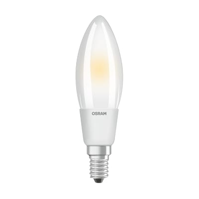 Ampoule LED E14 dimmable verre blanc / Flamme dépolie - 5W=40W (2700K, blanc chaud) - Osram