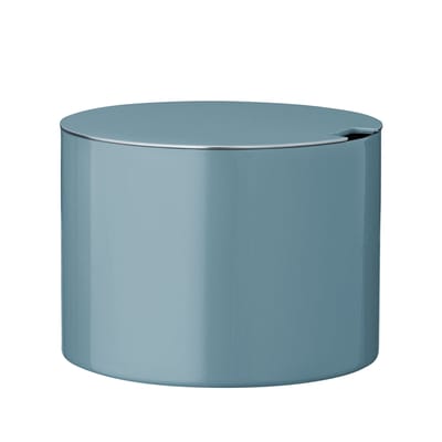 stelton - sucrier cylinda en métal, acier inoxydable émaillé couleur bleu 18.17 x 10 cm designer arne  jacobsen made in design