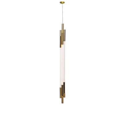 Suspension ORG Vertical Small verre blanc / LED - H 130 cm - DCW éditions