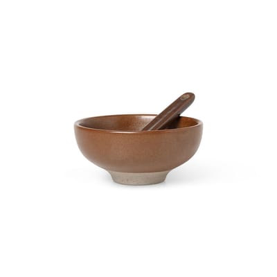ferm living - bol vaisselle en céramique, porcelaine émaillée couleur marron 8 x 18.17 3.7 cm made in design