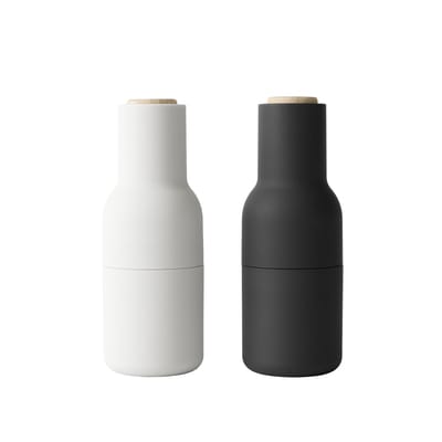 Ensemble moulins sel & poivre Bottle plastique blanc noir / Set de 2 - Silicone soft touch - Audo Co