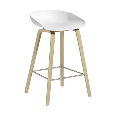 Tabouret de bar About a stool AAS 32 LOW plastique blanc / H 65 cm - Recyclé - Hay